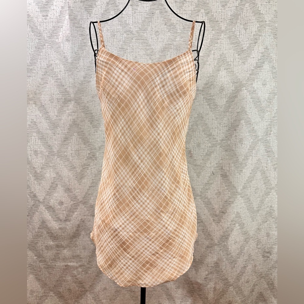 Privacy Please Ramsay plaid tan mini slip dress size XS